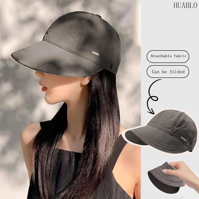huablo ]UPF 50+Womens Sun Hat UV Protection Hiking Fishing Hats Wide Brim Hat Adjustable Ponytail Packable Sun Cap - Image 4